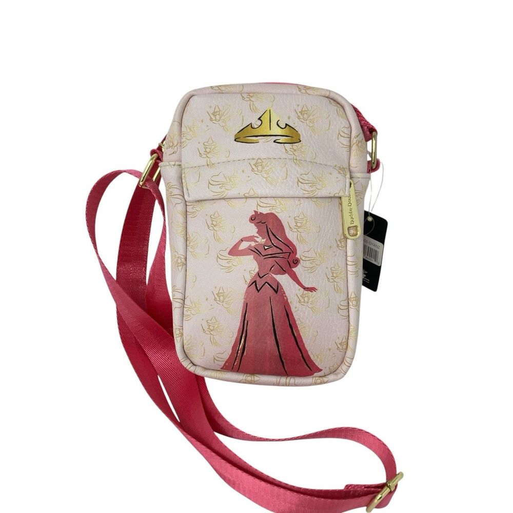 Disney Aurora Crossbody Bag Pink Gold Princess Sleeping Beauty Adjustable Strap